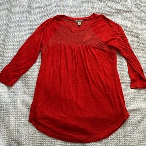 red lucky brand three quarter sleeve top